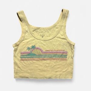 Billabong Yellow Crop Top with Tropical Graphic